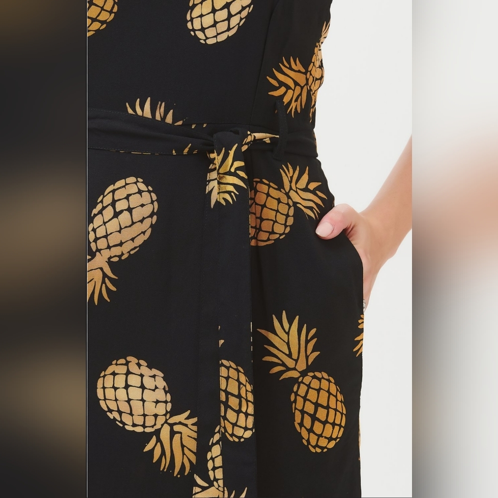 NWOT Pineapple Print Midi Slip Dress